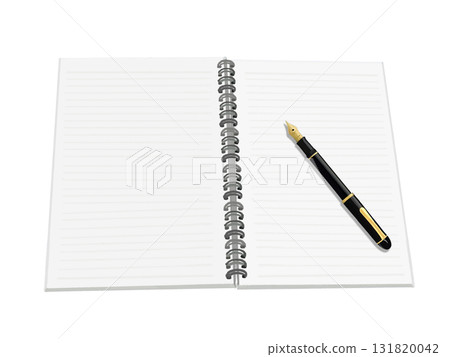 活頁筆記本和鋼筆（橫線）白色 131820042