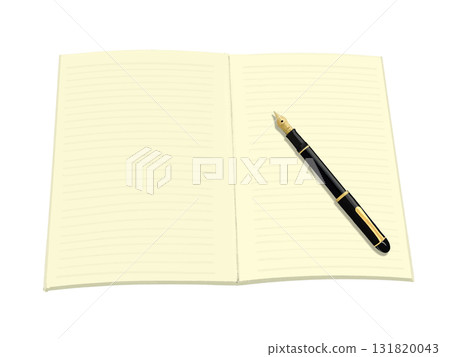 Notebook and fountain pen (horizontal lines) cream Notebook and fountain pen (horizontal lines) cream 131820043