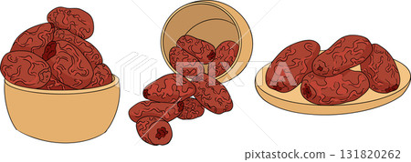 Detailed colored vector art of dates, showcasing dried dates Detailed colored vector art of dates, showcasing dried dates 131820262