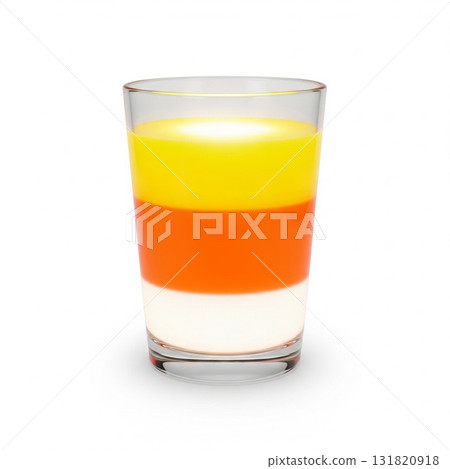 Candy Corn Colored Liquid Layered in a Clear Glass Cup on White Candy Corn Colored Liquid Layered in a Clear Glass Cup on White 131820918