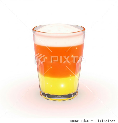 Candy Corn Layered Cocktail Drink in a Clear Glass Cup on White Background Candy Corn Layered Cocktail Drink in a Clear Glass Cup on White Background 131821726