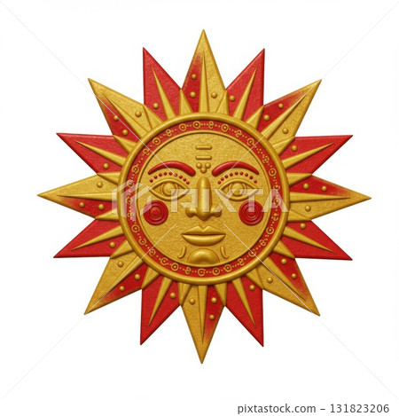Red and Gold Sun Face Starburst Design Red and Gold Sun Face Starburst Design 131823206
