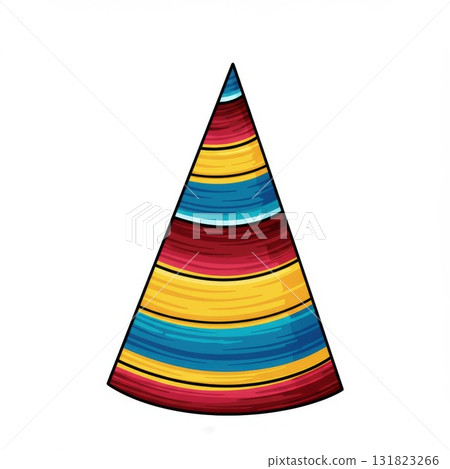 Colorful Striped Party Hat Illustration Colorful Striped Party Hat Illustration 131823266