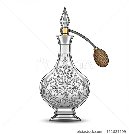 Ornate Silver Perfume Atomizer Bottle Ornate Silver Perfume Atomizer Bottle 131823299