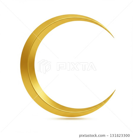 Golden Crescent Moon on White Background 131823300