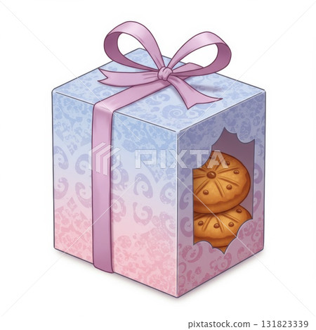 Pink Purple Gift Box with Cookies 131823339
