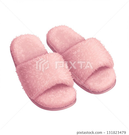 Pair of Pink Fluffy Slippers 131823479