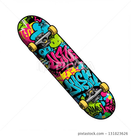 Colorful Graffiti Skateboard Design 131823626