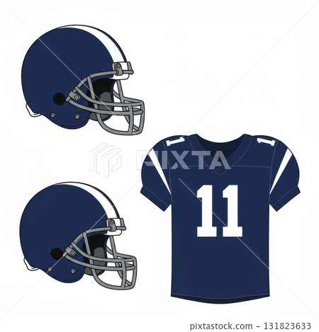 Navy Blue Football Jersey And Helmet Illustration 131823633