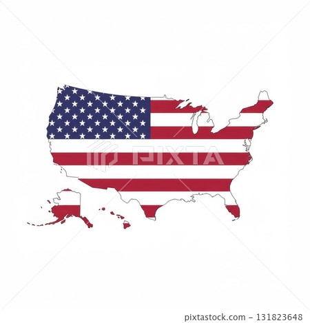 United States Map with American Flag United States Map with American Flag 131823648