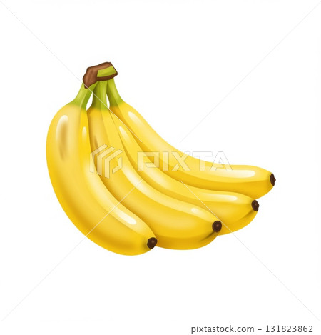Ripe Yellow Bananas Bunch on White Background 131823862