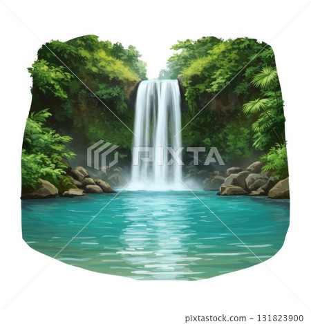 Serene Waterfall in Lush Tropical Forest 131823900
