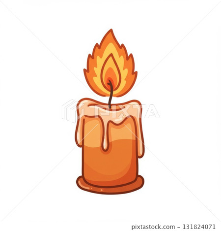 Orange Candle with Yellow Flame Pixel Art Illustration 131824071