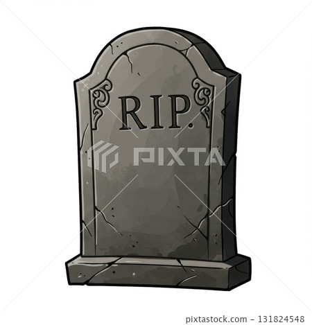 Grey Stone Tombstone with RIP Inscription 131824548