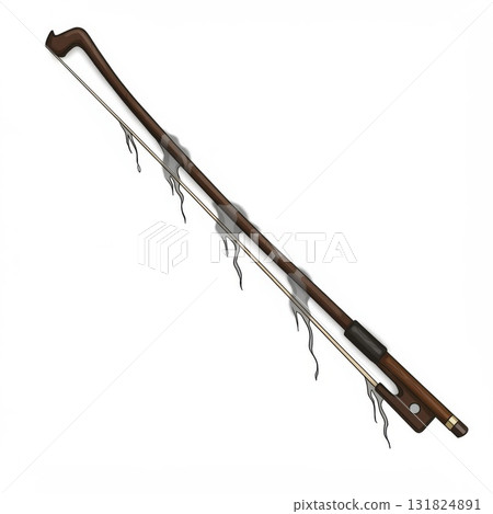 Long Brown Wooden Ceremonial Arrow with Feathers 131824891