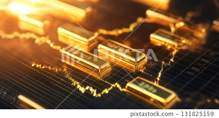 Gold bars and market trends showcase investment opportunities in finance and trading sectors during economic fluctuations Gold bars and market trends showcase investment opportunities in finance and trading sectors during economic fluctuations 131825159