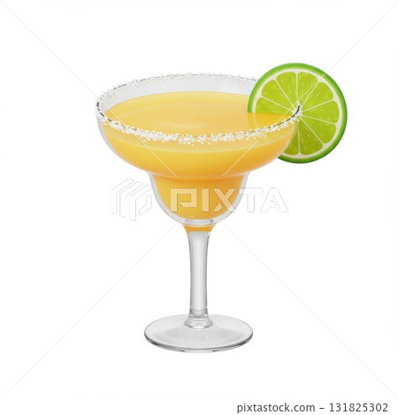 Orange Margarita Cocktail with Lime Garnish 131825302