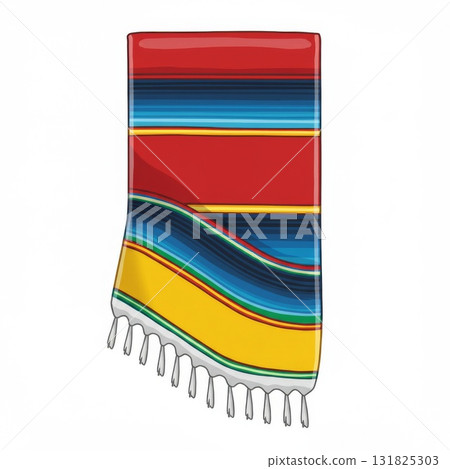 Colorful Striped Mexican Throw Blanket with Fringe 131825303