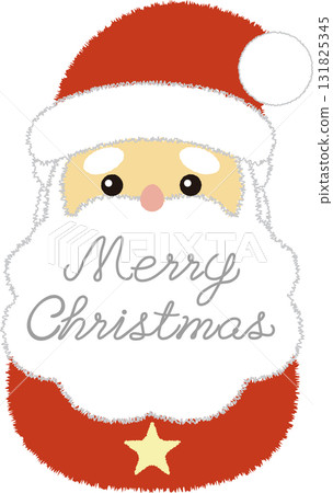 Christmas greeting card design - fluffy Santa face character illustration 131825345