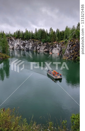 Tourist Boat Crossing Sortavala's Marble Lake Tourist Boat Crossing Sortavala's Marble Lake 131825486