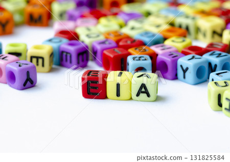 EIA text on multicolored cube representing Environmental Impact Assessment. Conservation concept. EIA text on multicolored cube representing Environmental Impact Assessment. Conservation concept. 131825584