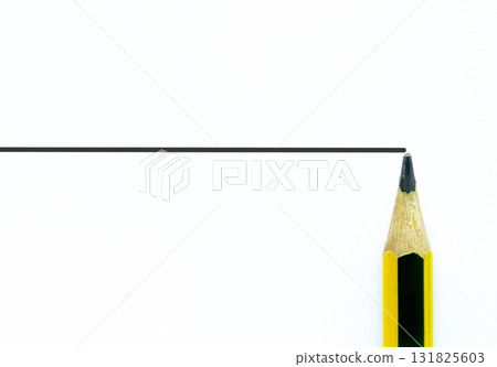 Horizontal ruled paper with a pencil tip at the edge, ample copy space for notes and clean minimal planning 131825603
