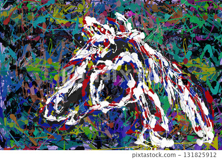 New Year's Card Art Abstract Painting No Greetings Cool Colors 2026 Reiwa 8 Horse Pollock-esque New Year's Card Art Abstract Painting No Greetings Cool Colors 2026 Reiwa 8 Horse Pollock-esque 131825912