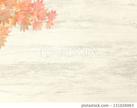 Background image 1: A pale yellow, roughly painted wood board with an autumn leaf pattern 131826063
