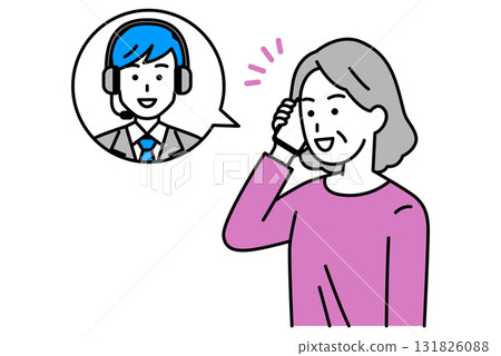 一位老年婦女的問題由客服解決 一位老年婦女的問題由客服解決 131826088