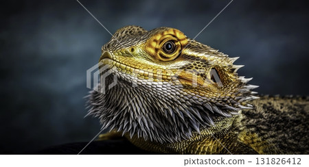 Stunning Close-up of a Colorful Bearded Dragon Reptile with Beautiful Patterns and Textures 131826412
