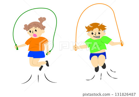 Children skipping rope 131826487