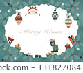 帶有冬青圖案和裝飾品的聖誕框架材料 131827084