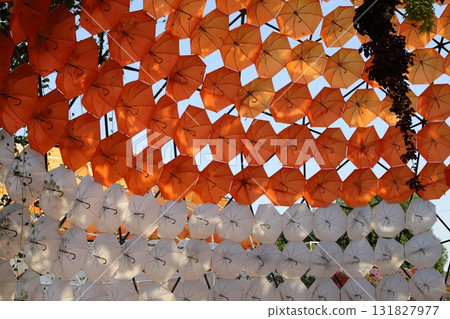 Sun shelter in a city park on the Mediterranean coast. Sun shelter in a city park on the Mediterranean coast. 131827977