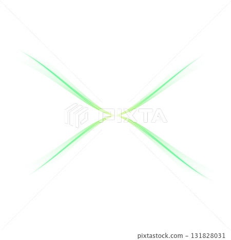 Symmetrical light curve design glowing green on transparent background 131828031