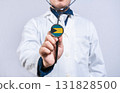 Doctor hands holding stethoscope with Bahamas flag. Bahamas health and care concept 131828500