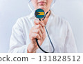 Female doctor holding stethoscope with Bahamas flag. National health system of Bahamas 131828512