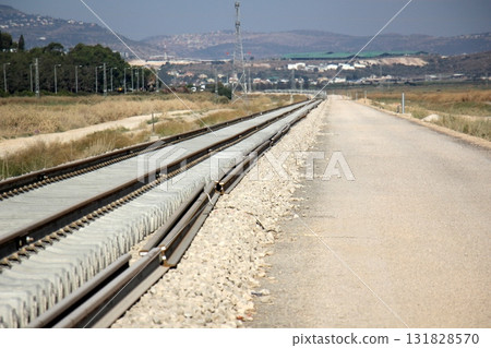 Close-up of the railway in Israel. 131828570