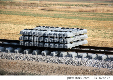 Close-up of the railway in Israel. Close-up of the railway in Israel. 131828576