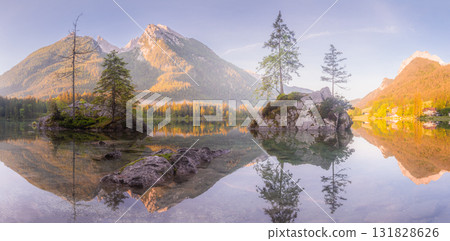 View of Hintersee lake in Berchtesgaden National Park Bavarian Alps, Germany View of Hintersee lake in Berchtesgaden National Park Bavarian Alps, Germany 131828626