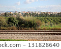 Close-up of the railway in Israel. 131828640