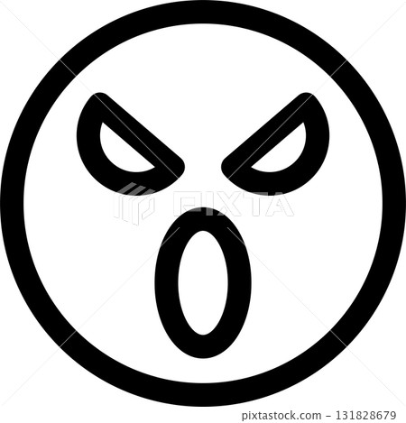 簡單可愛的臉圖示表情符號插畫素材生氣生氣 131828679