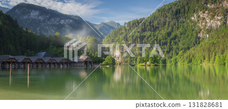 Passenger boat station, pier or dock on Konigsee lake in Berchtesgaden, Germany 131828681