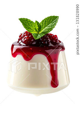 精緻的甜點，融化的奶凍和芬芳的藍莓醬 | 無背景，透明PNG 131828990
