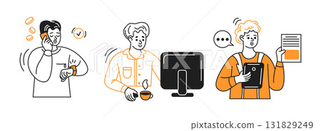 Busy Professionals in Modern Office Environment 131829249