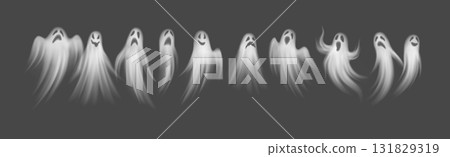 Collection of Ghostly Figures in Monochrome Design 131829319