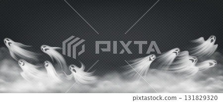 Ghostly Spirits on Transparent Background 131829320