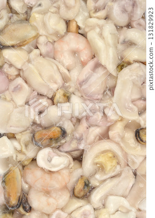 Macro Frozen Seafood Texture Macro Frozen Seafood Texture 131829923