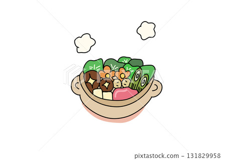 Illustration of a delicious-looking hot pot 131829958