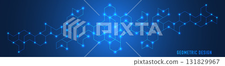 Abstract background and design element with geometric shape and hexagons pattern for banner or website header template 131829967