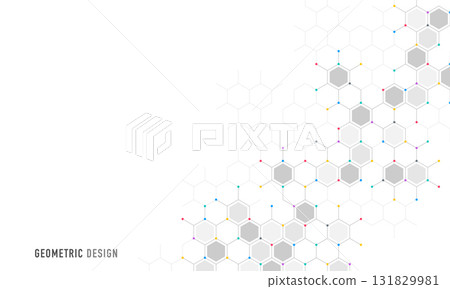 Genetic engineering and molecular structure, hexagon DNA network, science chemical and biotechnology concept, innovation technology, healthcare, and medicine design. 131829981